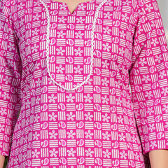 Women's Printed Straight Cotton  Kurta