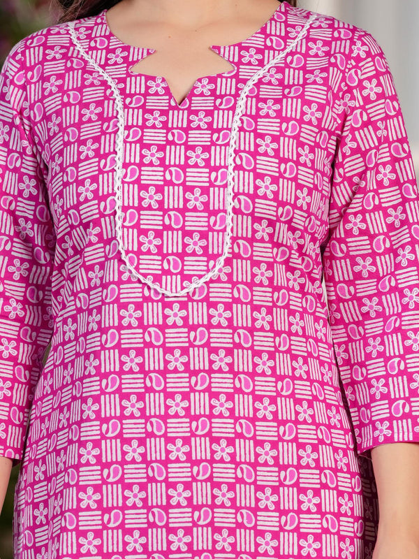 Women's Printed Straight Cotton  Kurta