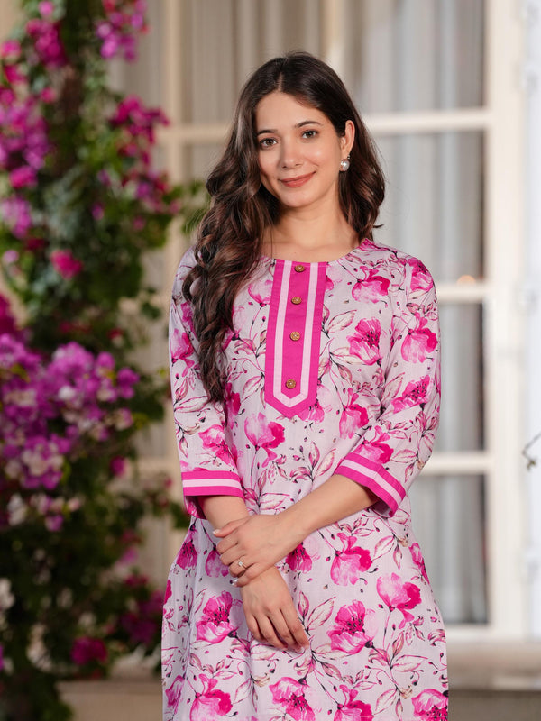 Women's Printed Straight Cotton  Kurta