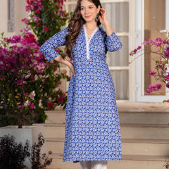 Women's Printed Straight Cotton  Kurta