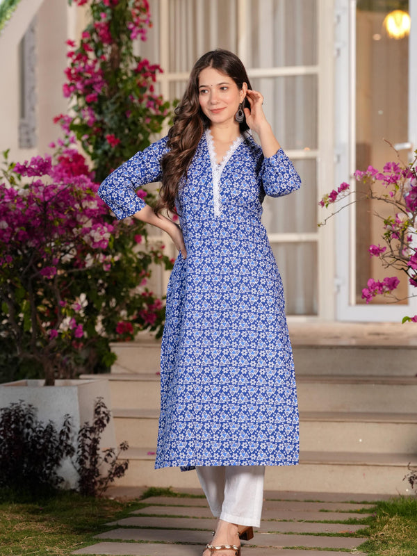 Women's Printed Straight Cotton  Kurta