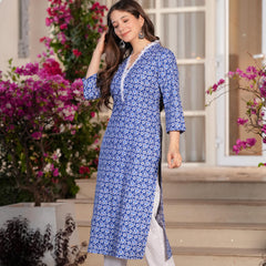 Women's Printed Straight Cotton  Kurta