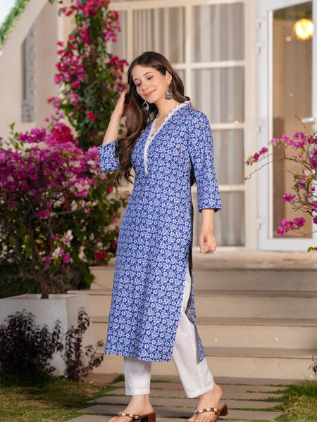 Women's Printed Straight Cotton  Kurta