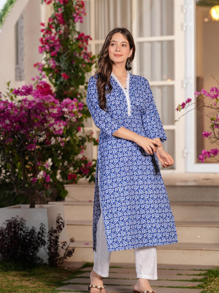 Women's Printed Straight Cotton  Kurta