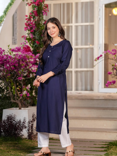 Women's Printed Straight Rayon  Kurta