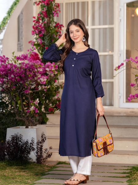 Women's Printed Straight Rayon  Kurta
