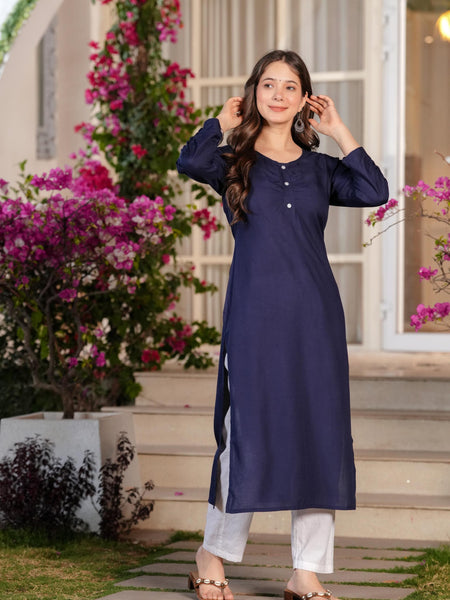 Women's Printed Straight Rayon  Kurta