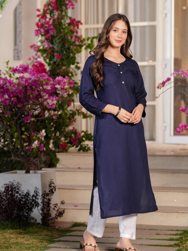 Women's Printed Straight Rayon  Kurta