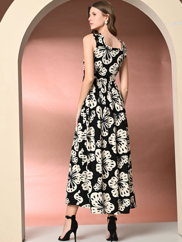 Women's Floral Print Fit & Flare Dress