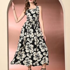 Women's Floral Print Fit & Flare Dress