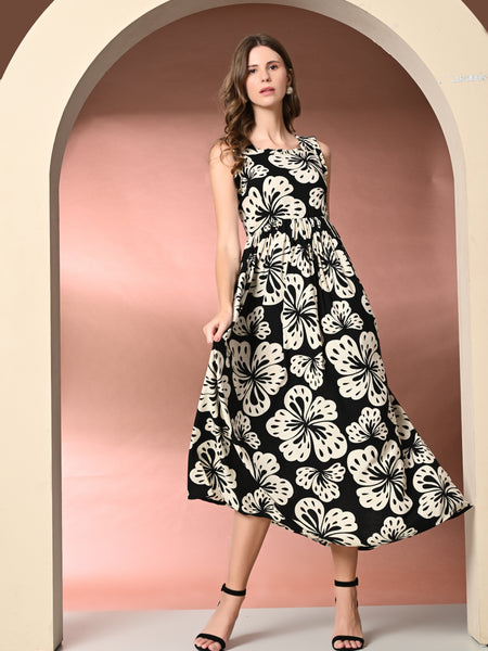 Women's Floral Print Fit & Flare Dress
