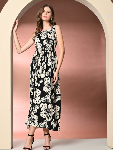 Women's Floral Print Fit & Flare Dress