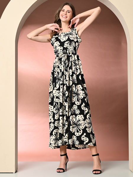 Women's Floral Print Fit & Flare Dress