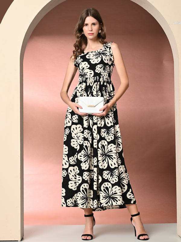 Women's Floral Print Fit & Flare Dress