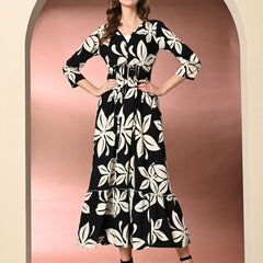 Women's Floral Print Fit & Flare Dress