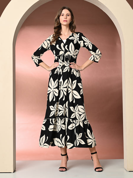 Women's Floral Print Fit & Flare Dress