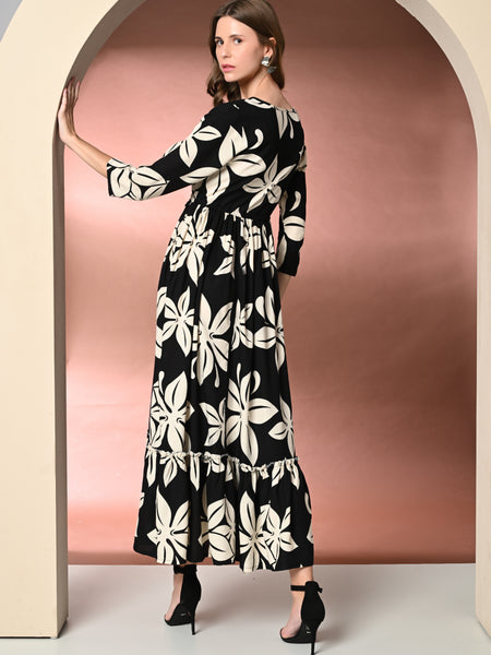 Women's Floral Print Fit & Flare Dress