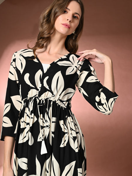 Women's Floral Print Fit & Flare Dress