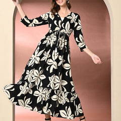 Women's Floral Print Fit & Flare Dress