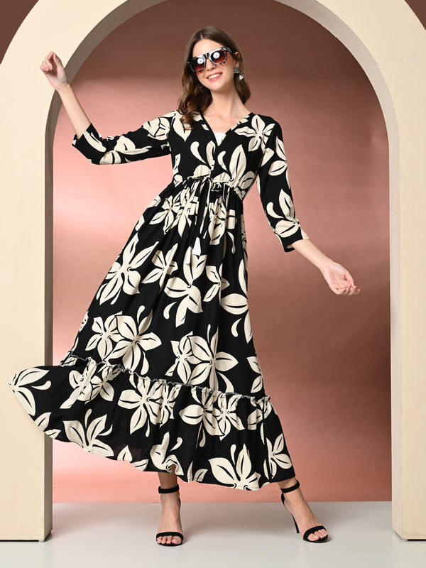 Women's Floral Print Fit & Flare Dress