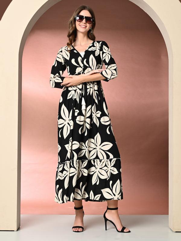 Women's Floral Print Fit & Flare Dress