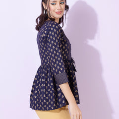 Women Leaf Print Regular Fit Tunic