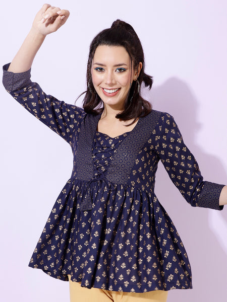 Women Leaf Print Regular Fit Tunic