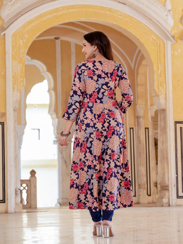 Women Floral Flared Kurta Set