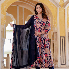 Women Floral Flared Kurta Set