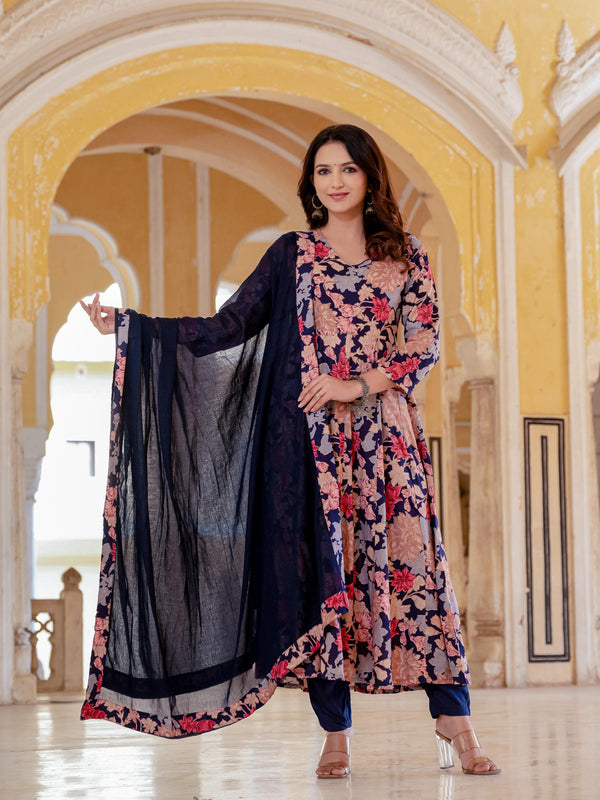 Women Floral Flared Kurta Set