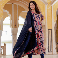 Women Floral Flared Kurta Set
