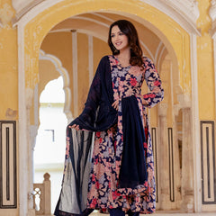 Women Floral Flared Kurta Set