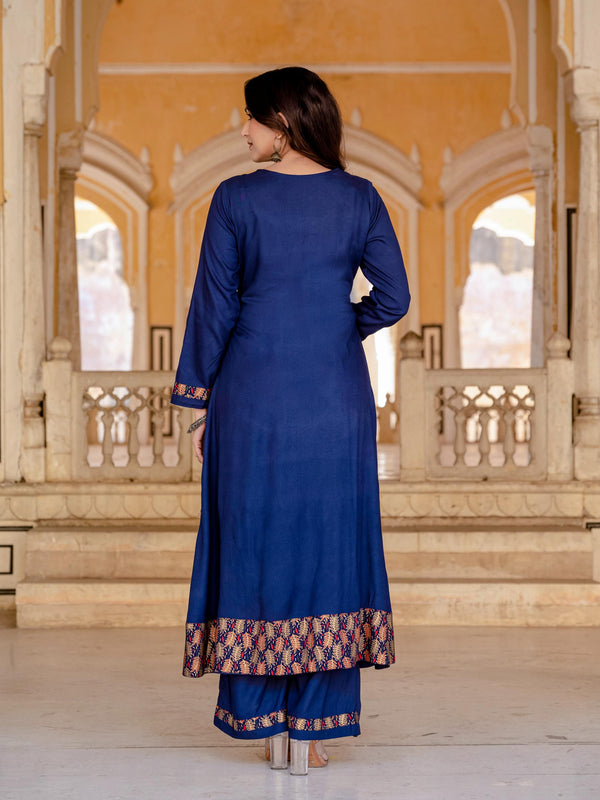 Women Viscose Rayon Kurta Palazzo Set
