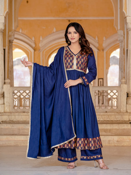 Women Viscose Rayon Kurta Palazzo Set