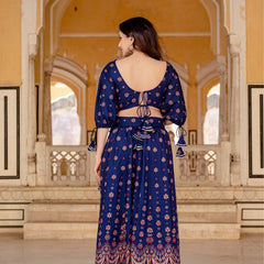 Embroidered Stitched Lehenga & Choli with Dupatta