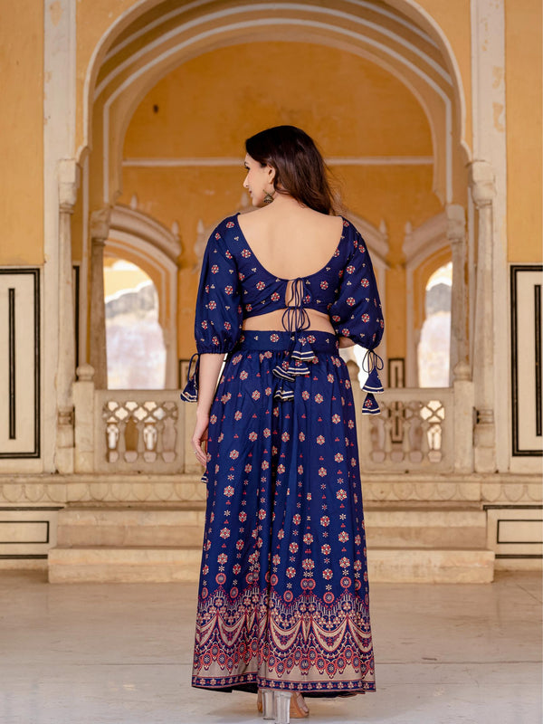 Embroidered Stitched Lehenga & Choli with Dupatta