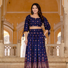 Embroidered Stitched Lehenga & Choli with Dupatta