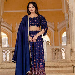 Embroidered Stitched Lehenga & Choli with Dupatta