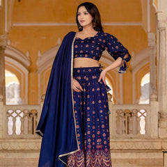 Embroidered Stitched Lehenga & Choli with Dupatta
