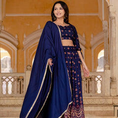 Embroidered Stitched Lehenga & Choli with Dupatta