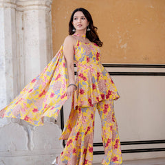 Women Floral Flared Kurta Set