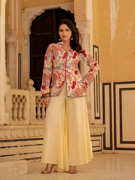 Women Viscose Rayon Ethnic Top Palazzo Dupatta Set