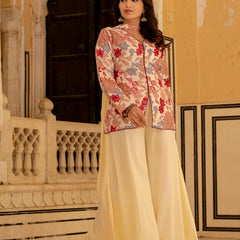 Women Viscose Rayon Ethnic Top Palazzo Dupatta Set
