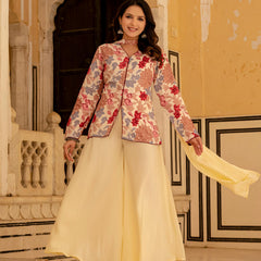 Women Viscose Rayon Ethnic Top Palazzo Dupatta Set