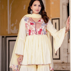 Women Floral Print Flared Kurta Set