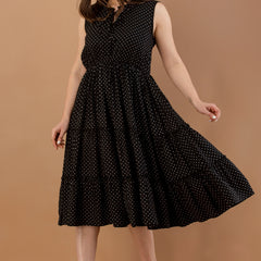 Women's Polka Print Fit & Flare Dress