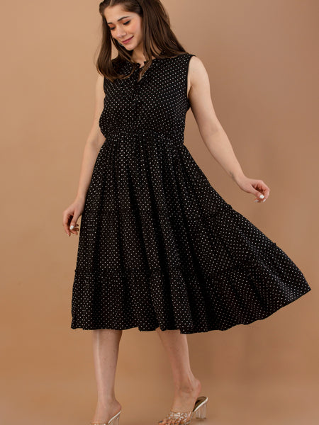 Women's Polka Print Fit & Flare Dress