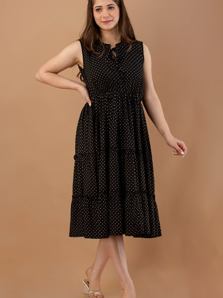 Women's Polka Print Fit & Flare Dress