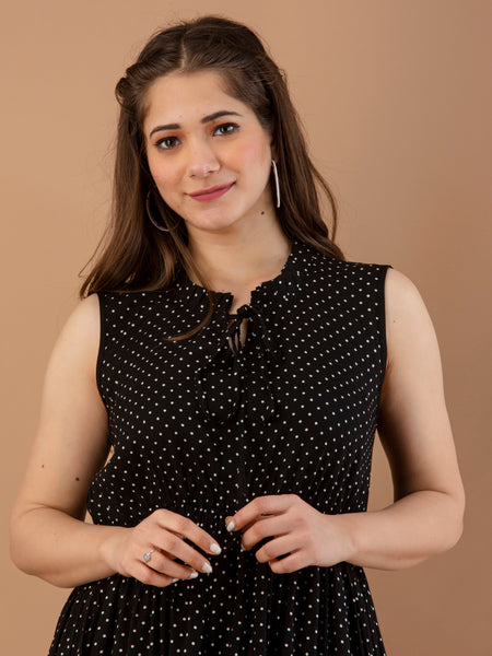 Women's Polka Print Fit & Flare Dress