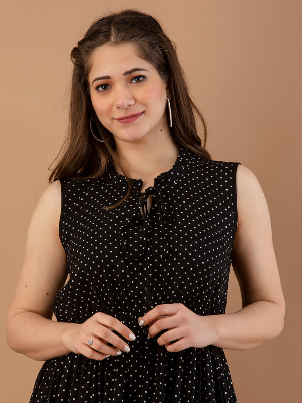 Women's Polka Print Fit & Flare Dress